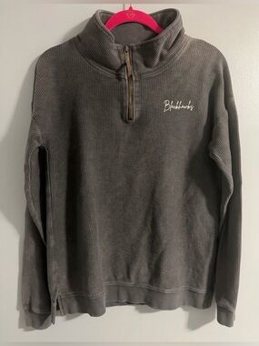Blackhawks Women's Gray Ribbed Quarter-Zip Turtleneck Sweater